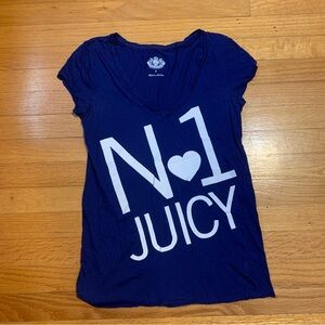 Juicy Couture Pam Gela “No. 1 Juicy” Fitted Shirt Top Blue Women’s Petite